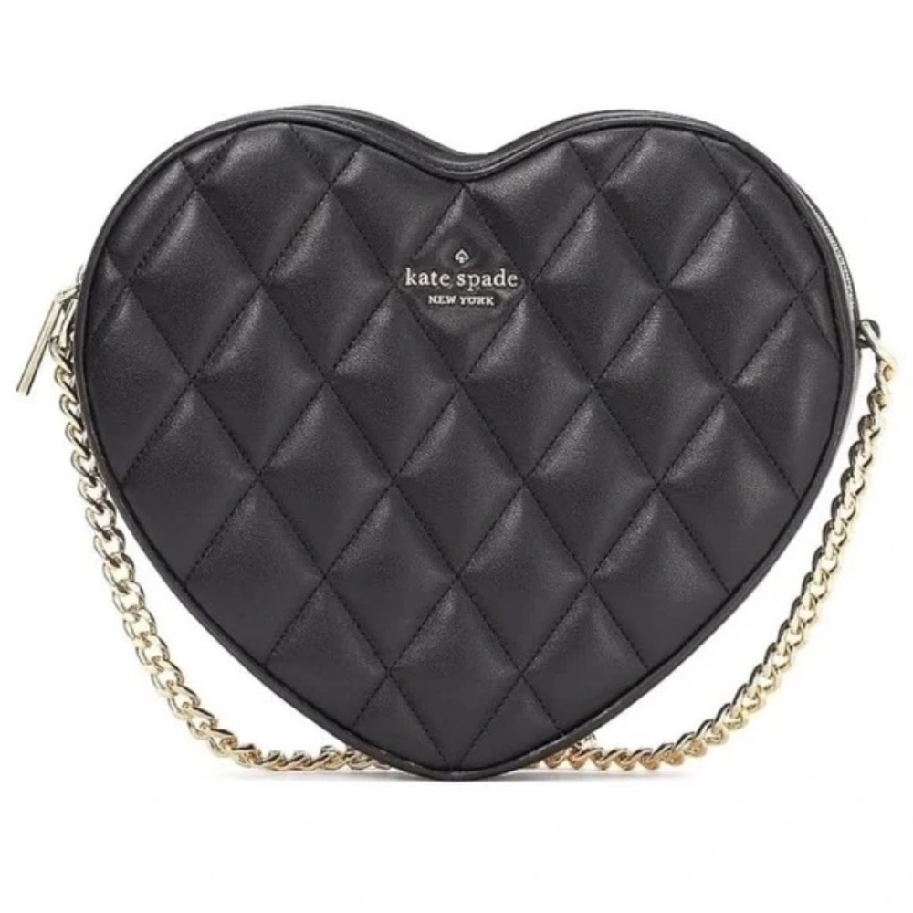 NWT Kate Spade Valentine Love Shack Quilted Heart Crossbody in Black